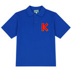 تيشيرت بولو أولاد بالشعار باللون الأزرق, 1, hi-res